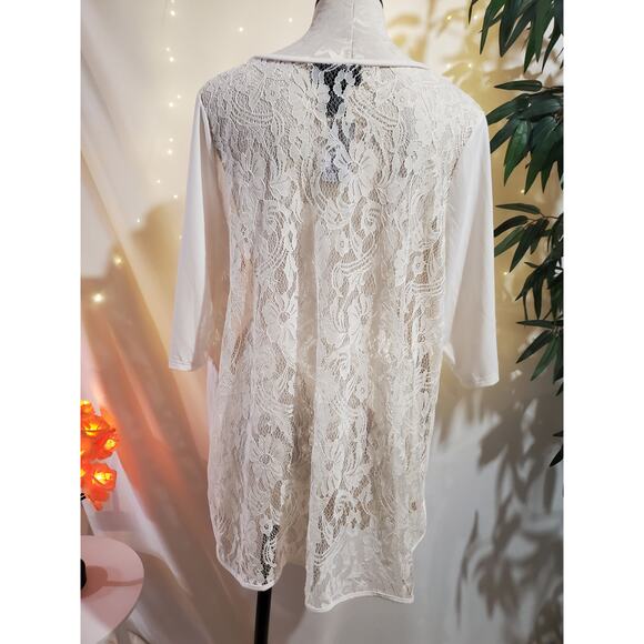 Lane Bryant NWT Lace Back V Neck Cream White Tunic Blouse Womens Plus Size 14/16 - Picture 4 of 11